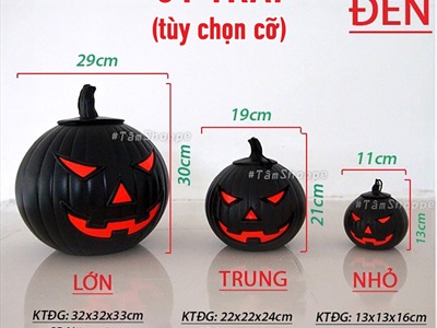 Quả bí ngô Halloween nhựa cứng cam đen nhiều cỡ TRAI-BINGO-02